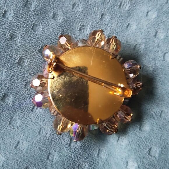 Vintage Amber  Aurora Borealis Brooch - Picture 4 of 4